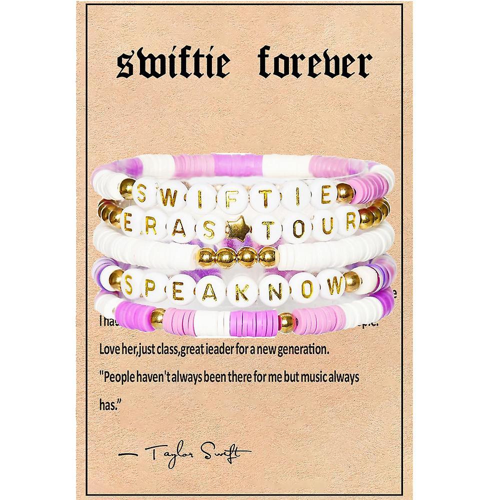 Manchalk 5pcs/set Taylor Swift Friendship Bracelet Outfits Jewelry Accessories Ts Concert Inspired Bracelets Gifts For Swiftie Fans Purple