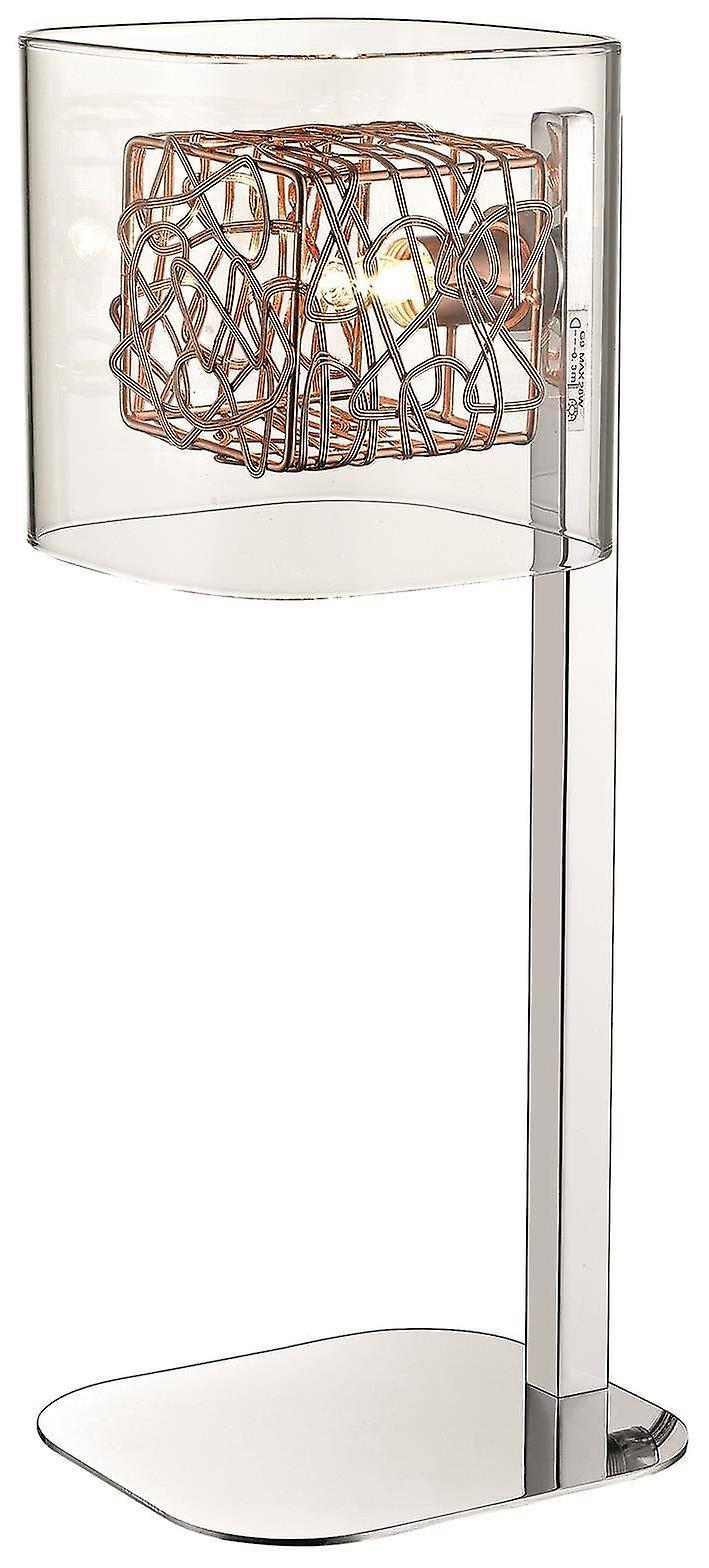 Spring Table Lamp Mesh Chrome Copper and Glass G9