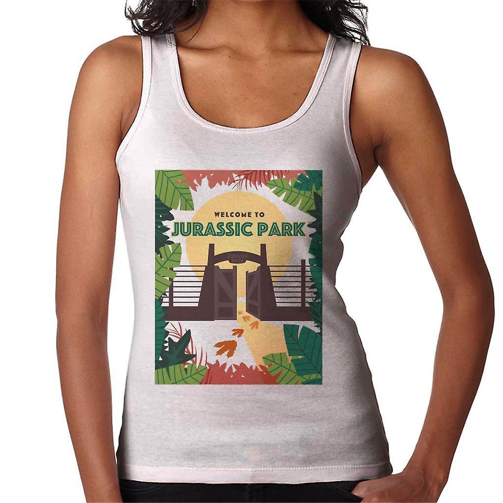 Jurassic Park Welcome To Sign Design Women's Vest White Small