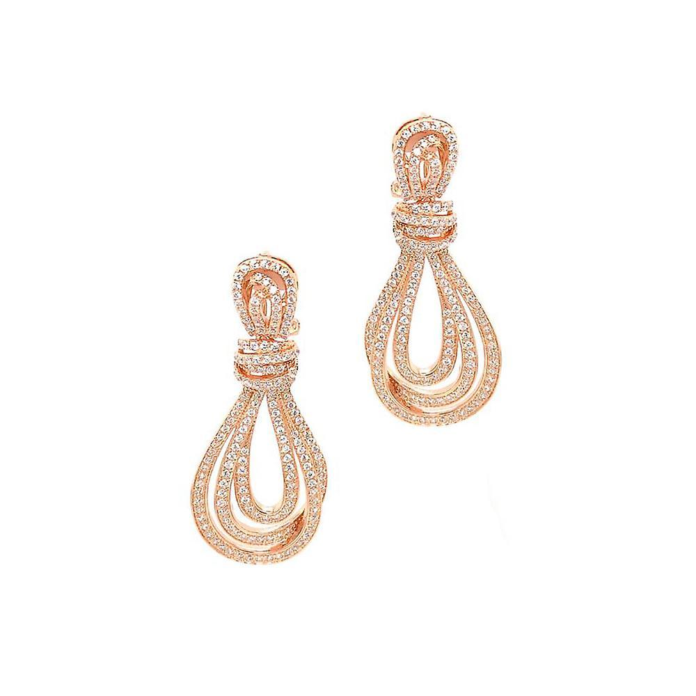 Rose Silver  CZ Rope Loop Knot Drop Earrings 44mm - JACOBJE036