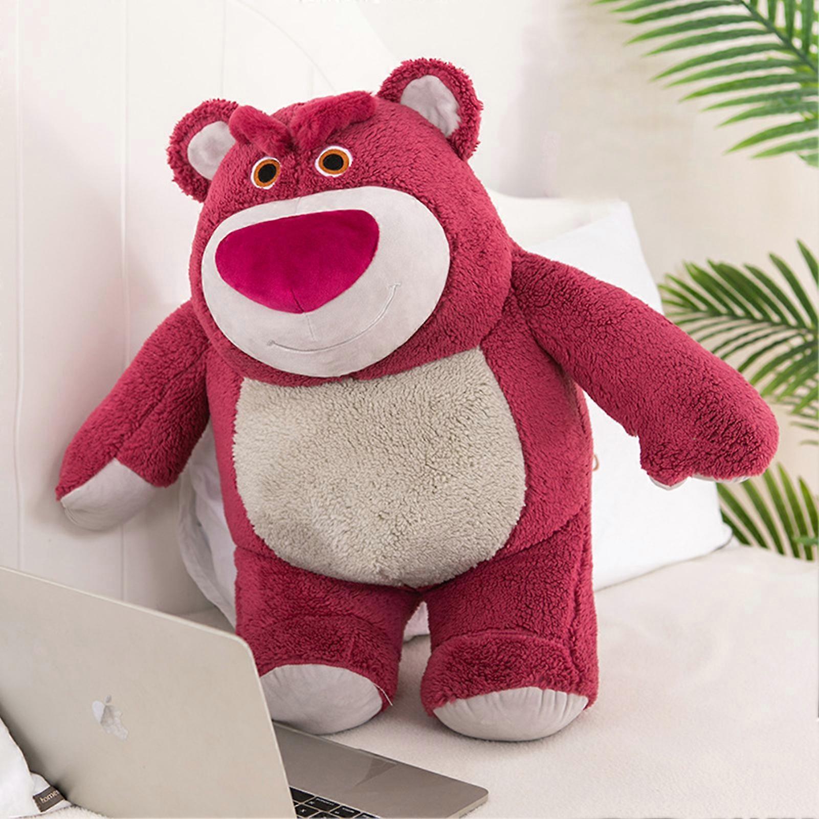 Remorui 38cm Lotso Plush Toy Soft Huggable Doll Soothe Toy Sofa Pillow Ornament Strawberry Bear Plushie Stuffed Doll Throw Pillow Girls