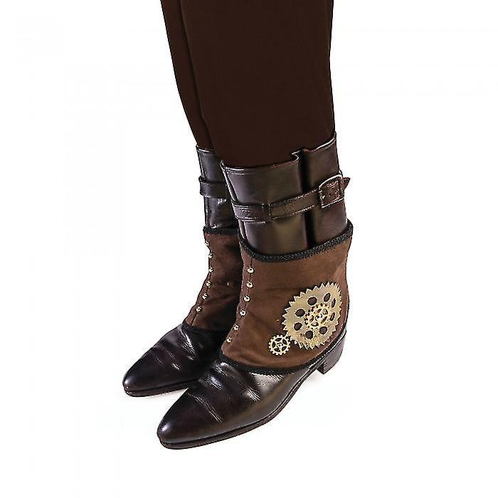 Bristol Novelty Unisex Adults Steampunk Spats Brown One Size