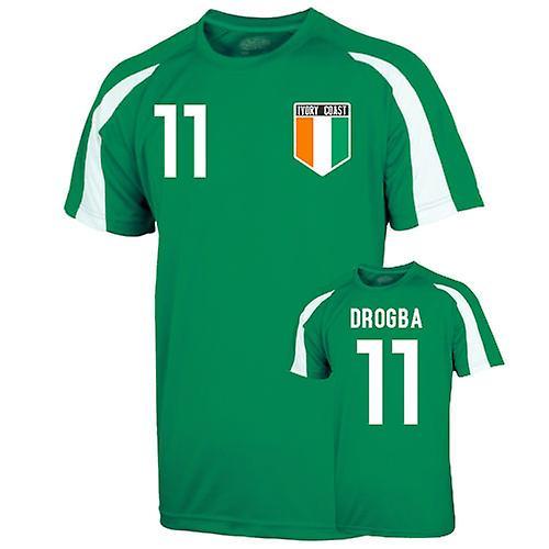 UKSoccerShop Ivory Coast Sports Training Jersey (drogba 11) Green XL (45-48 inch)