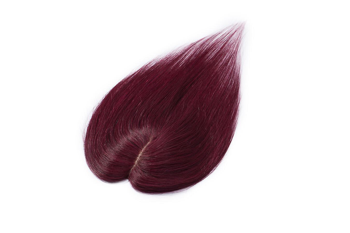 Sego Clip In Human Hair Topper Real Remy Hair Toupee Wig wine red 20inch