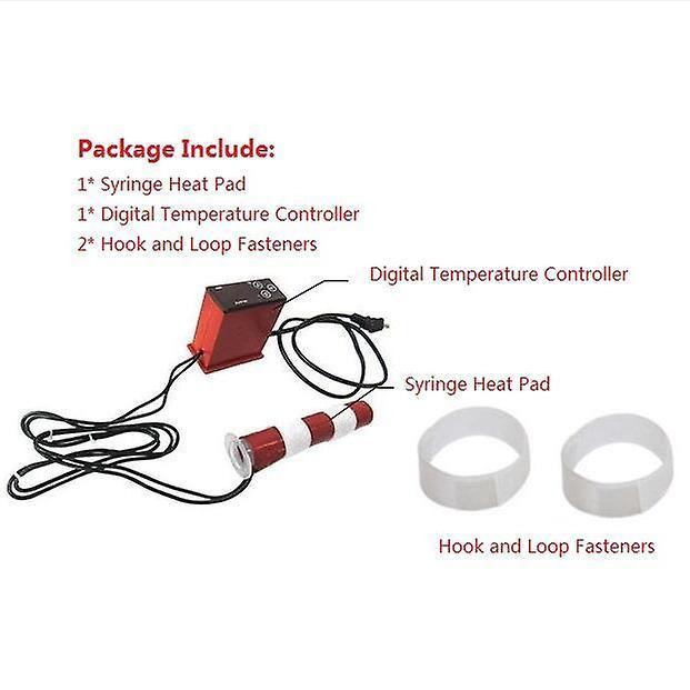 30cc D25xl50mm P2 Cylindrical Syringe Electric Silicone Rubber Heating Pad Ring Sleeve Needle Tubing W  Digital Temperature Controller Thermostat 2...