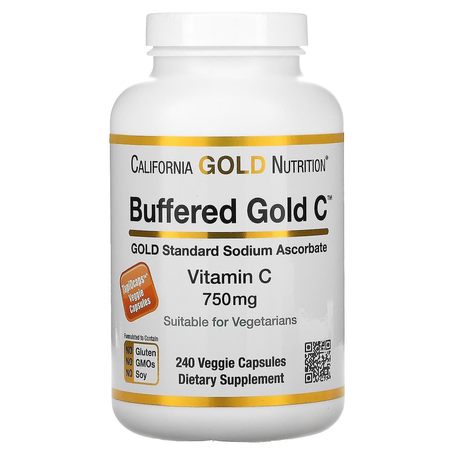 California Gold Nutrition, Buffered Gold C, GOLD Standard Sodium Ascorbate (Vitamin C), 750 mg, 240