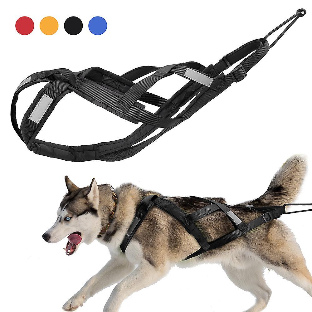 Didog Dog Sledding Weight Pulling Harness Reflective for Pets Training Black L