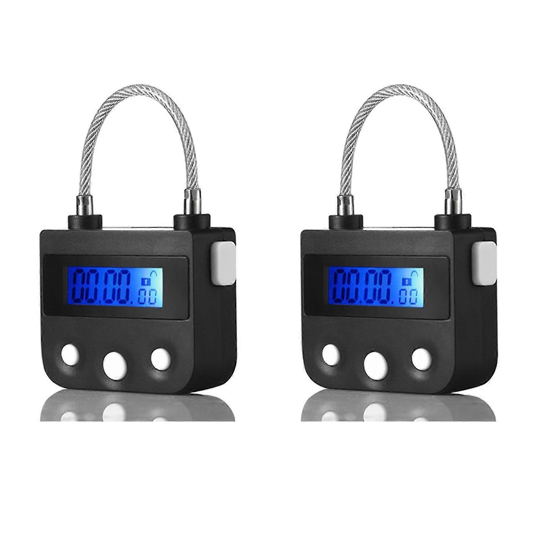 Generic 2x Time Lock Electronic Timer Lock Household Temporary Lock Time Lock Electronic Lock Countdown Black