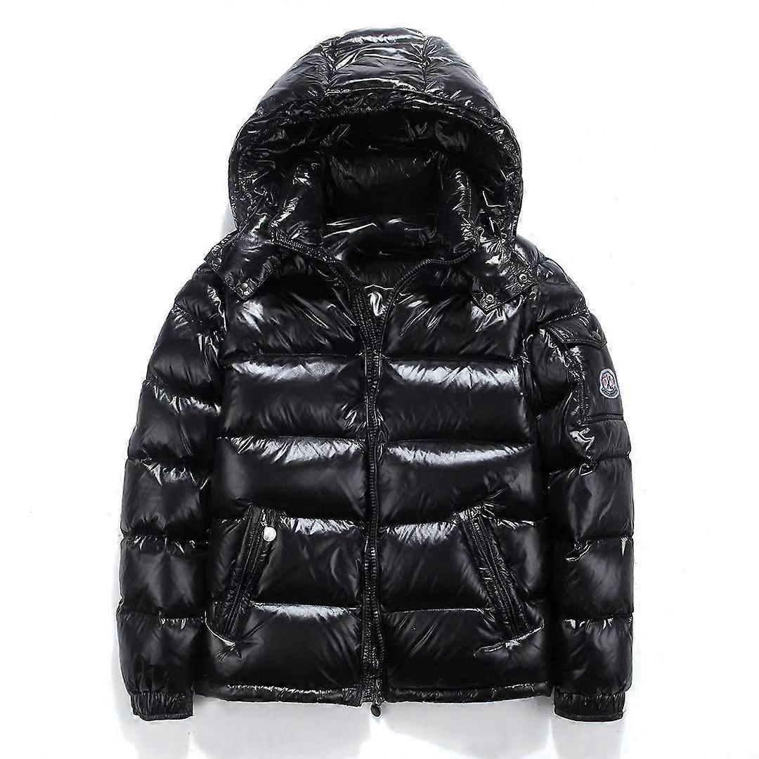 Boeyaa Shiny Men's Winter Jacket Stand Collar With Hood Black M