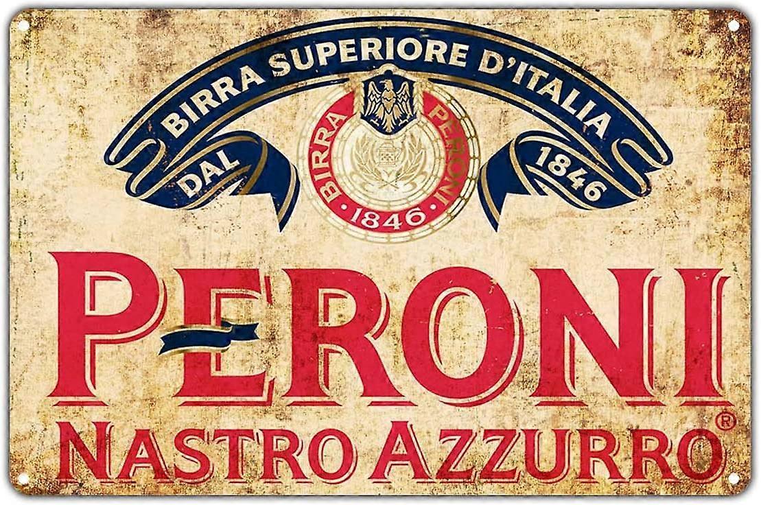 LINCMAN Peroni Nastro Azzurro Beer 1846 Vintage Wall Dcor Art Metal Bar Pub Italia Brewery Aluminum 12"x18" Sign Color A 8 x12