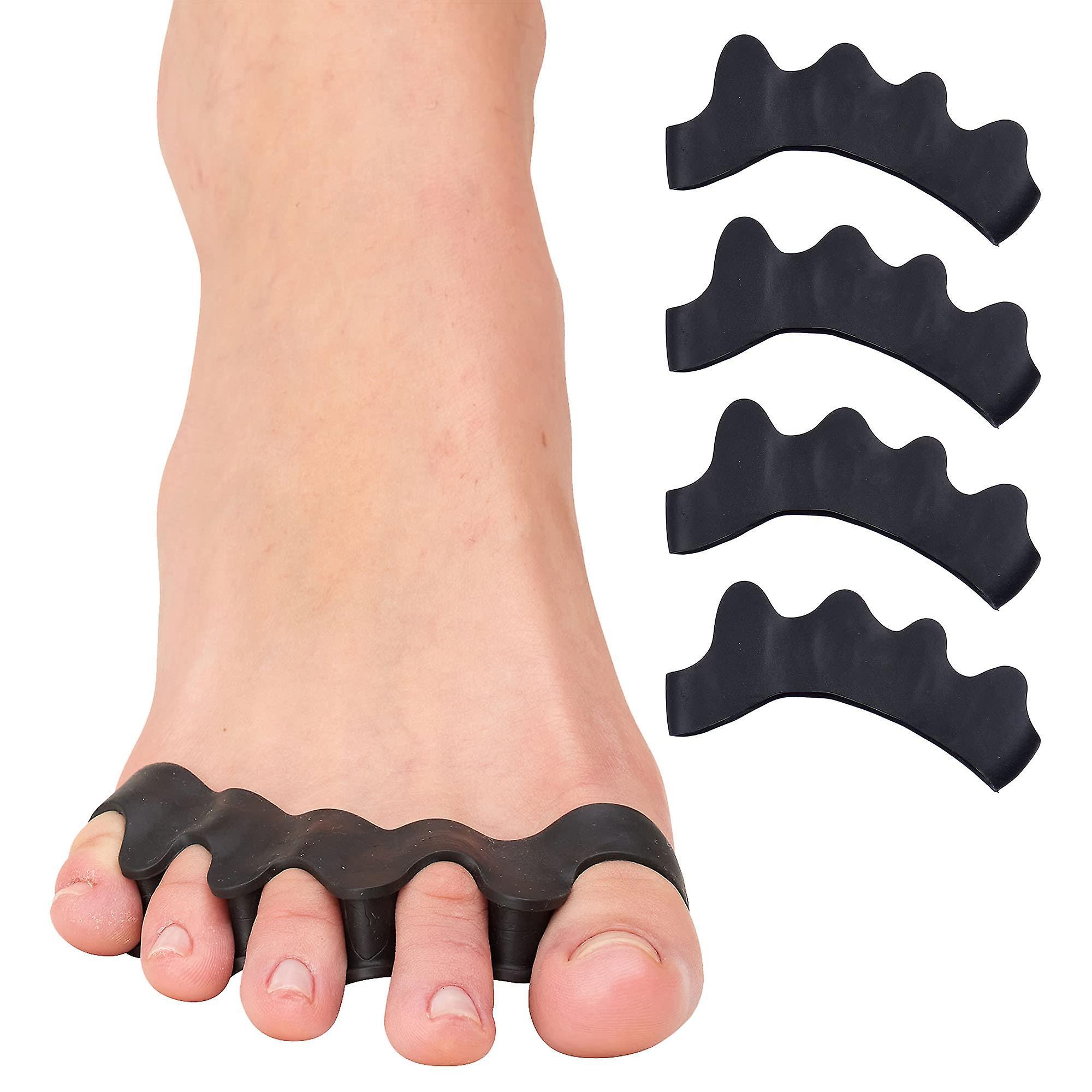 Vonkayi 2 Pairs Silicone Toe Spacers for Correct Toe Alignment, Bunion and Hammertoe Straighteners, Black