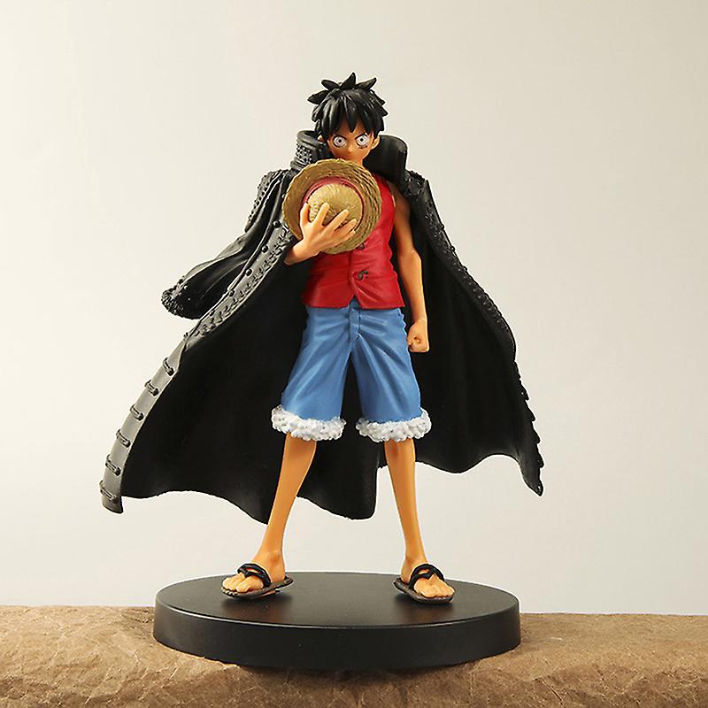 unbrand One Piece Anime Monkey D Luffy Wano Country Cloak Straw Hat Luffy Pvc Figure Toy Red