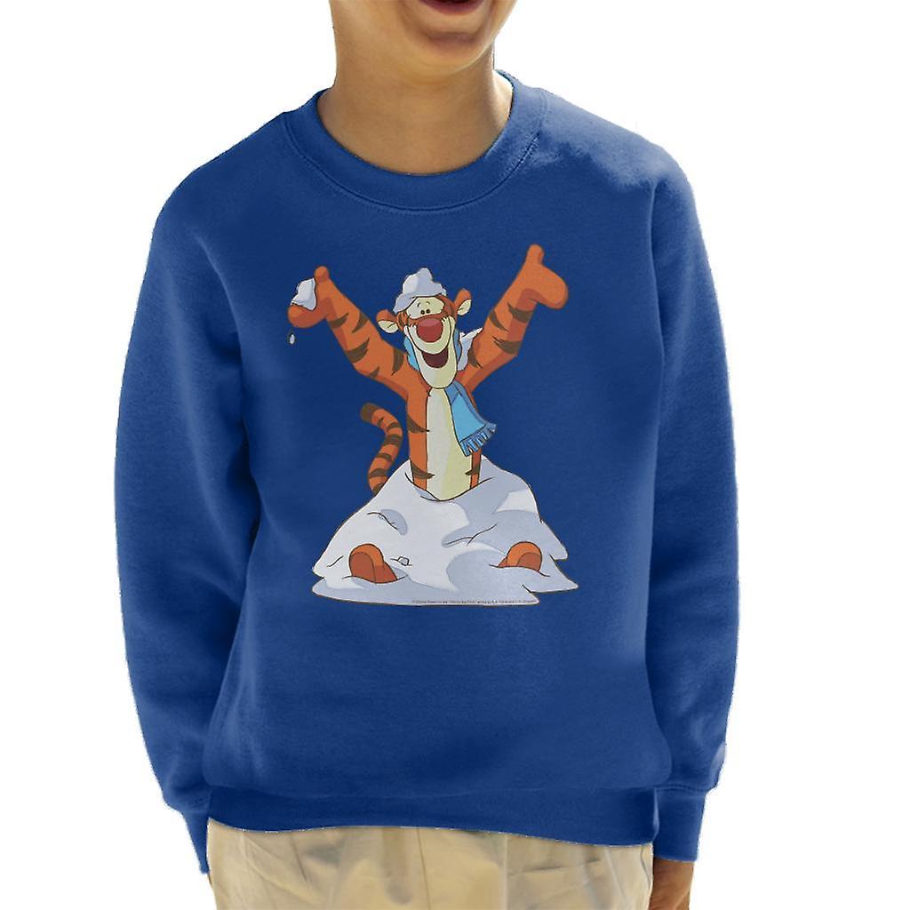 Disney Christmas Tigger In The Snow Kid's Sweatshirt Royal Blue X-Small (3-4 yrs)