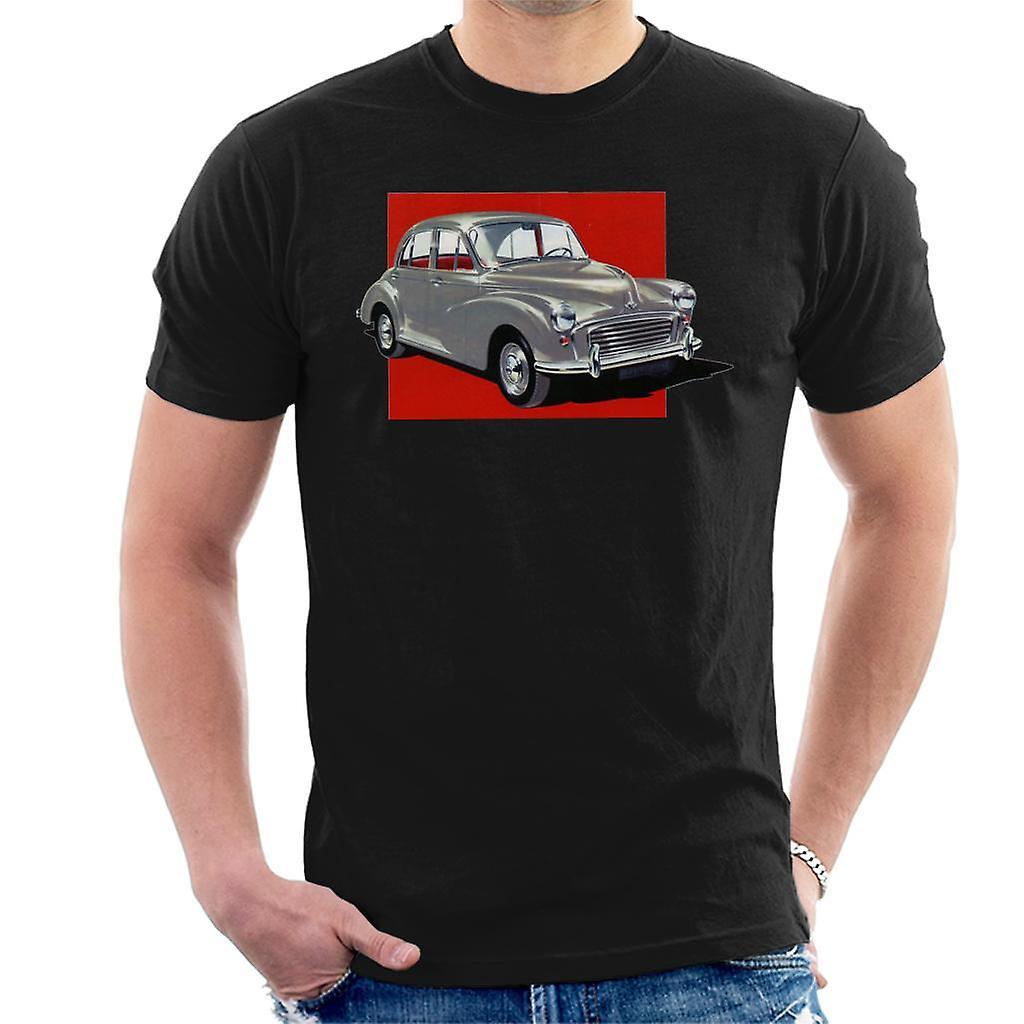 Morris Minor Red Background British Motor Heritage Men's T-Shirt Black Small