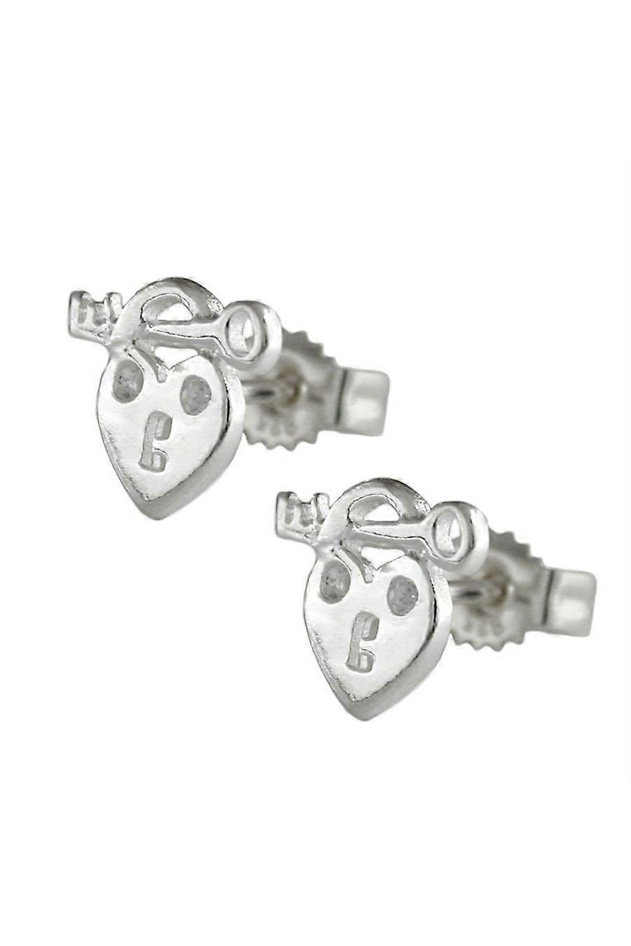 Gallay Stud Earrings Heart With Key Silver 925 - Gl92631