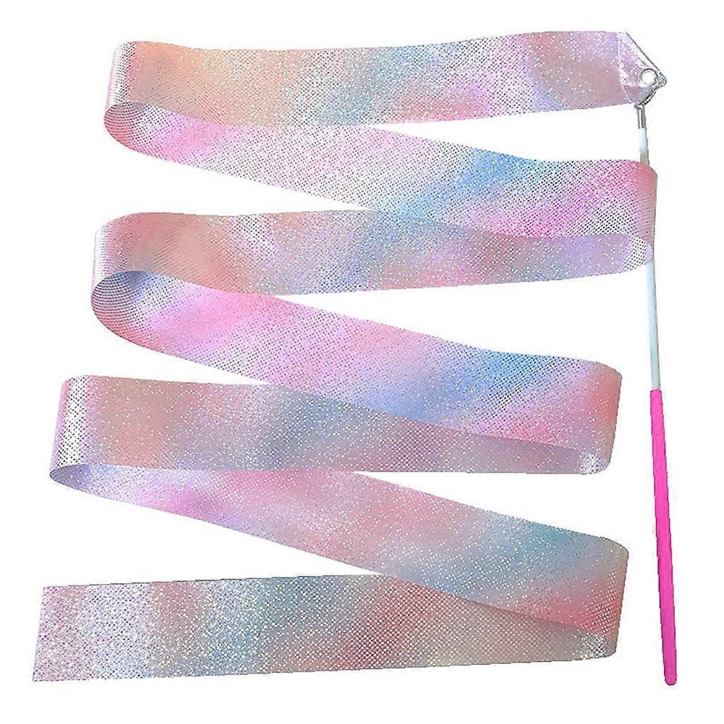 unbrand Sparkling Dancing Ribbon Streamers Rhythmic Gymnastics Ribbons,Baton Twirling Pink 4M