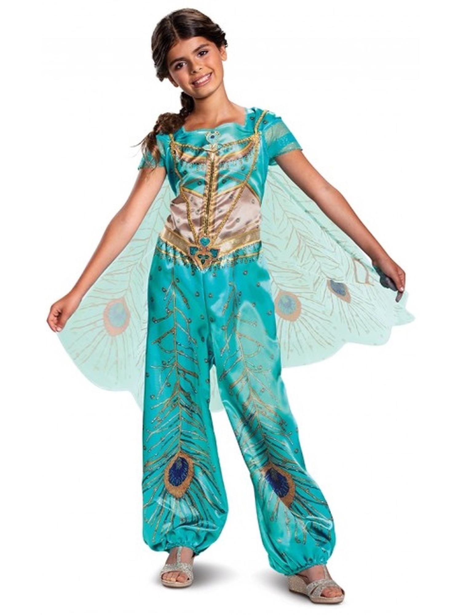 Disguise Jasmine Teal Classic Disney Aladdin Princess Genie Book Week Girls Costume Green Small (4-6X)