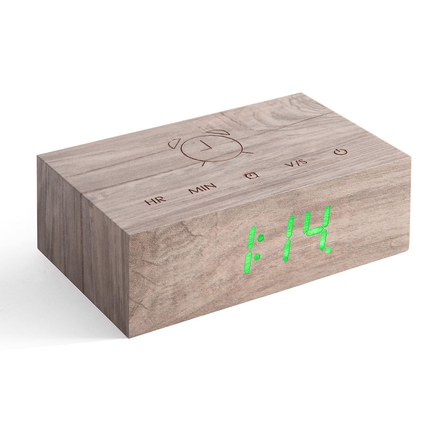 Gingko Flip Click Clock LED Alarm Clock Sound Activated With New Flip Technology, Rechargeable With Laser Engraved Touch Controls, Various Wood Fin...