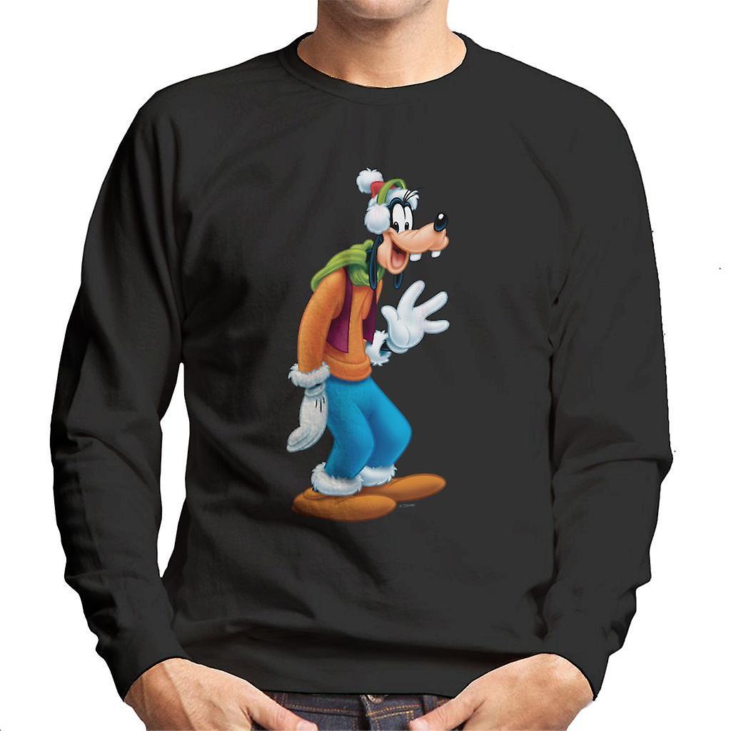 Disney Christmas Goofy Festive Wave Men's Sweatshirt Black Small