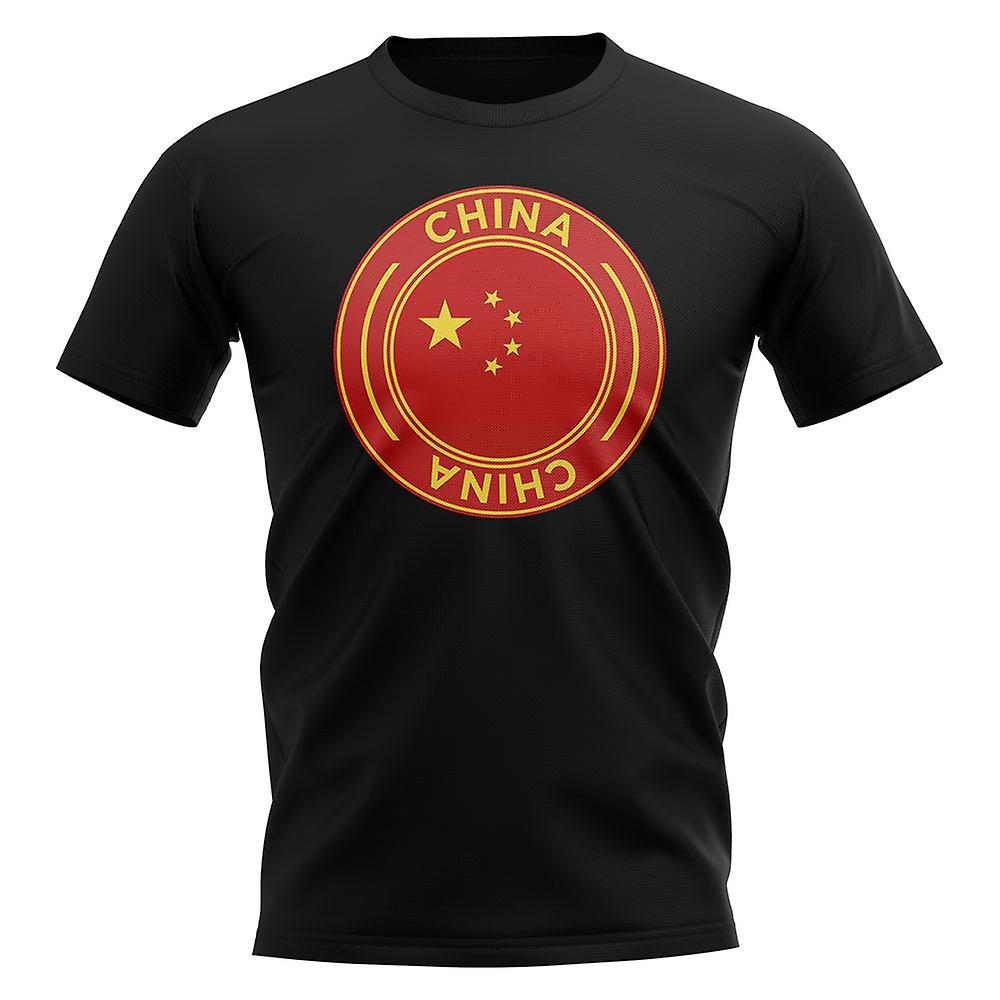 UKSoccerShop China Football Badge T-Shirt (Black) Womens S (Size 10 - 32 inch Chest)