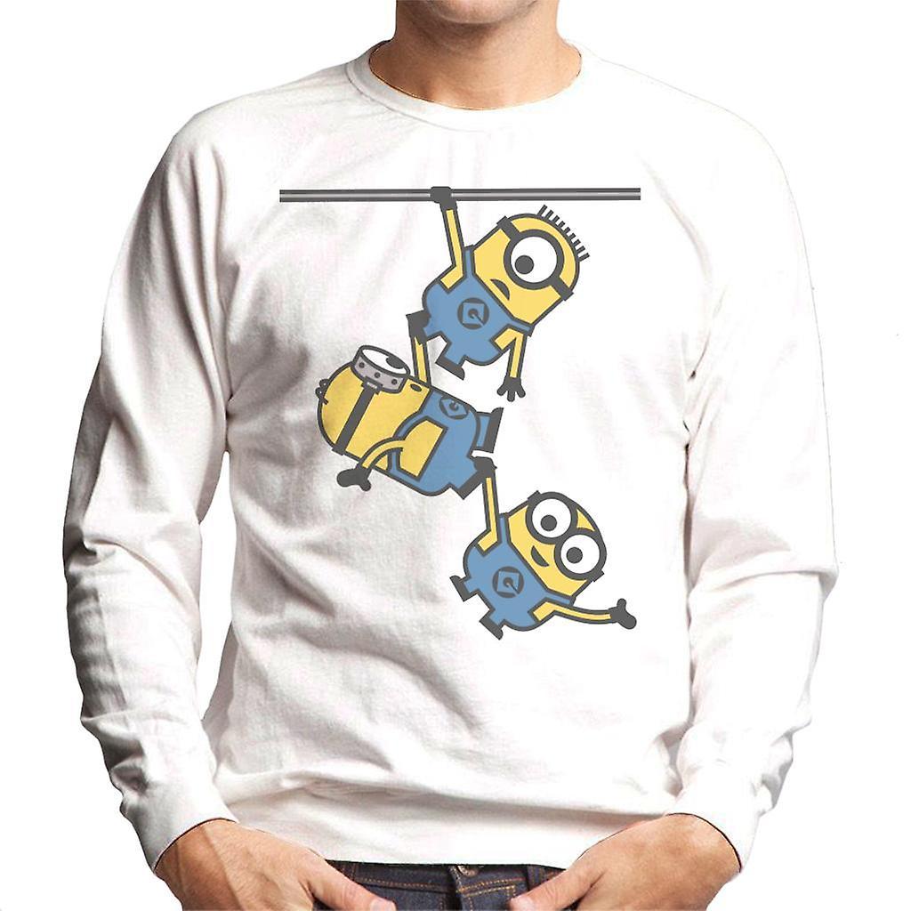 Despicable Me Bob Stuart And Dave The Minions Hanging Men's Sweatshirt White X-Large