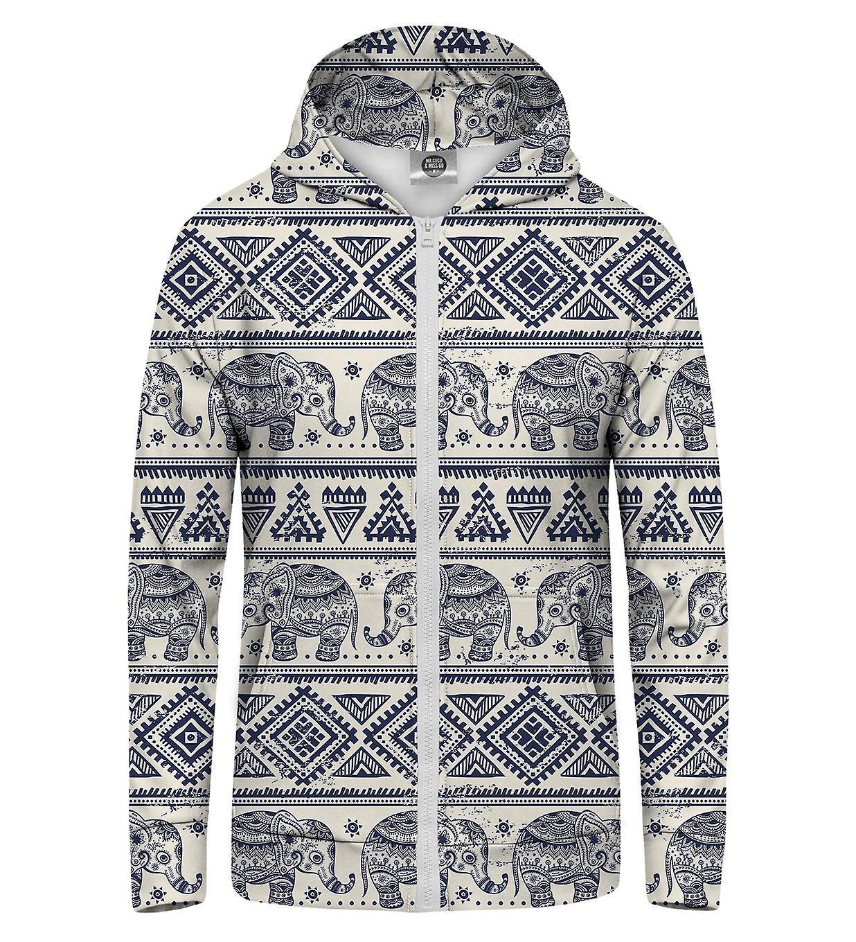 Mr Gugu & Miss Go Mr. GUGU & Miss GO Elephants Pattern Hoodie Kangaroo Zip Up beige M