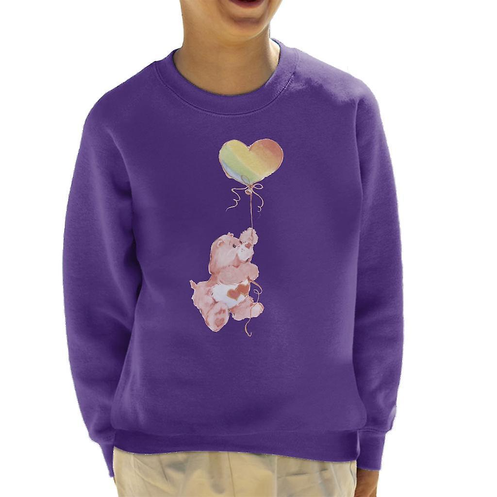 Care Bears Love A Lot Bear Rainbow Balloon Kid's Sweatshirt Purple Large (9-11 yrs)