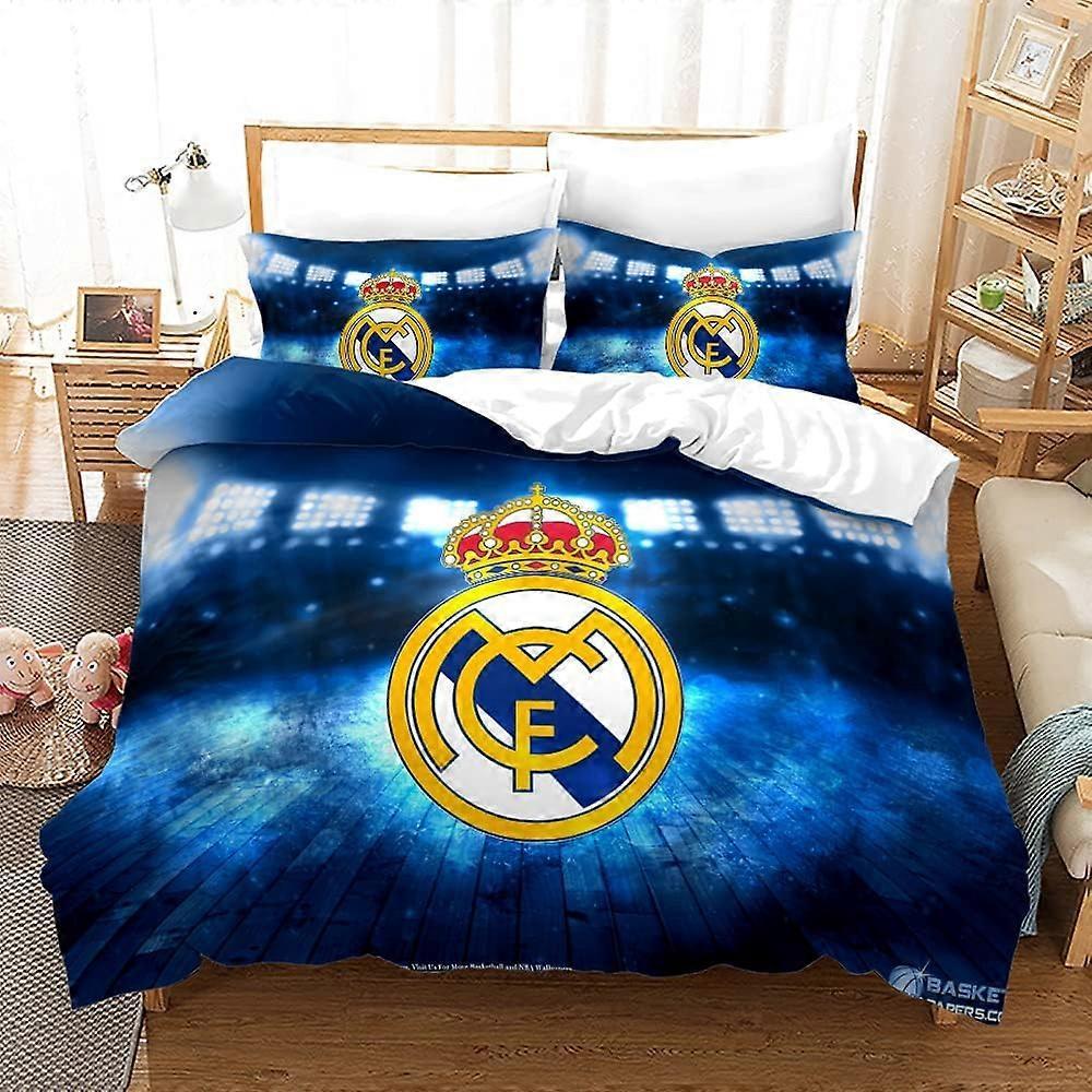 Kerota Real Madrid Football Team Duvet Cover Set, 100% Microfiber, 3D Digital Printed Bedding Set, 2 Piece King220x240cm