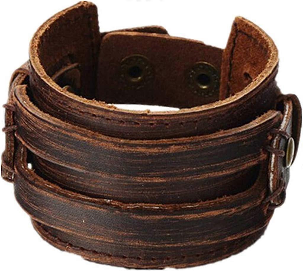 Bracelets Antique Men's Brown Leather Cuff Bracelet, Heilwiy Leather Wrist Band Wristband Gift