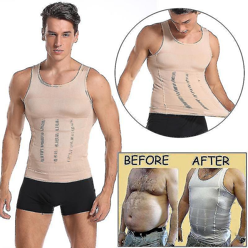 Set Sail Men Gynecomastia Compression Shirt Waist Trainer  Ming Underwear Body Shaper Belly Control   Undershirt Posture Fitness Black M