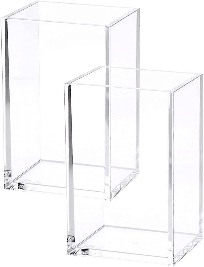 Yeye 2 Pack Clear Acrylic Pencil Pen Holder Cup, Makeup Brush Holder Acrylic Desk Accessories