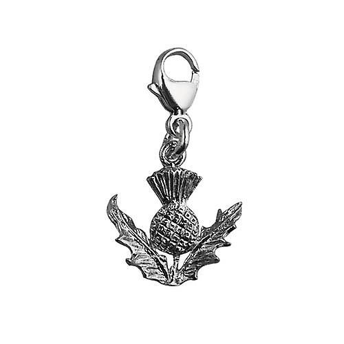 British Jewellery Workshops Silver 15mm Scotish Thistle Charm with a lobster catch