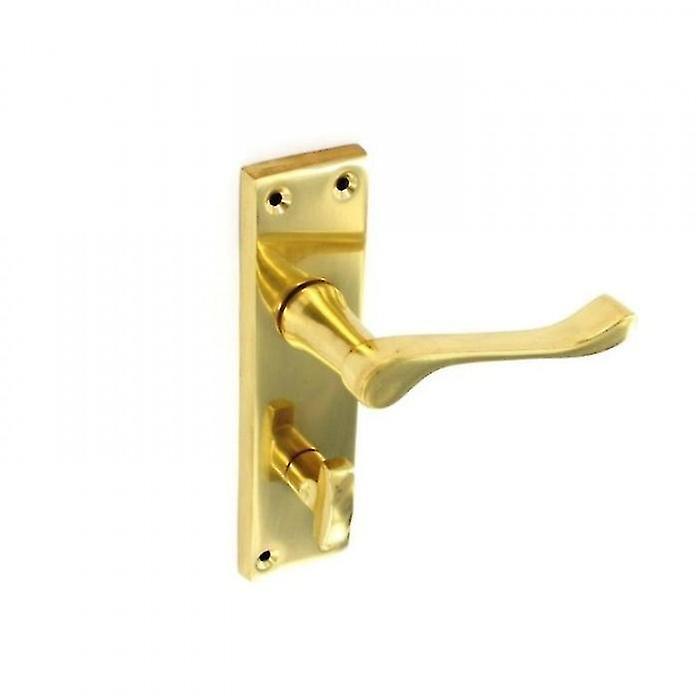 Securit Victorian Scroll Bathroom Handles (1 Pair) Brass 150mm