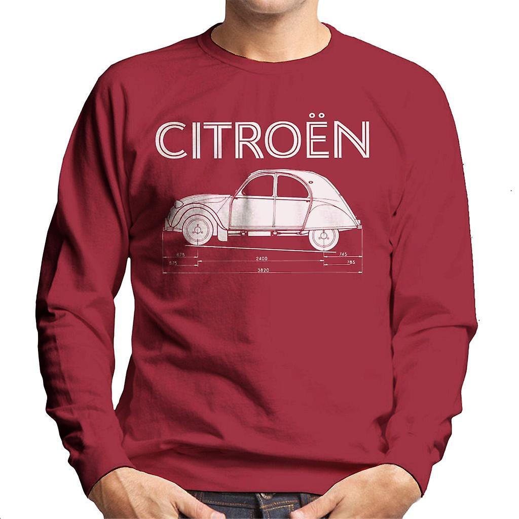 Citro�n Citroen 2CV Dimensions White Diagram Men's Sweatshirt Cherry Red Medium