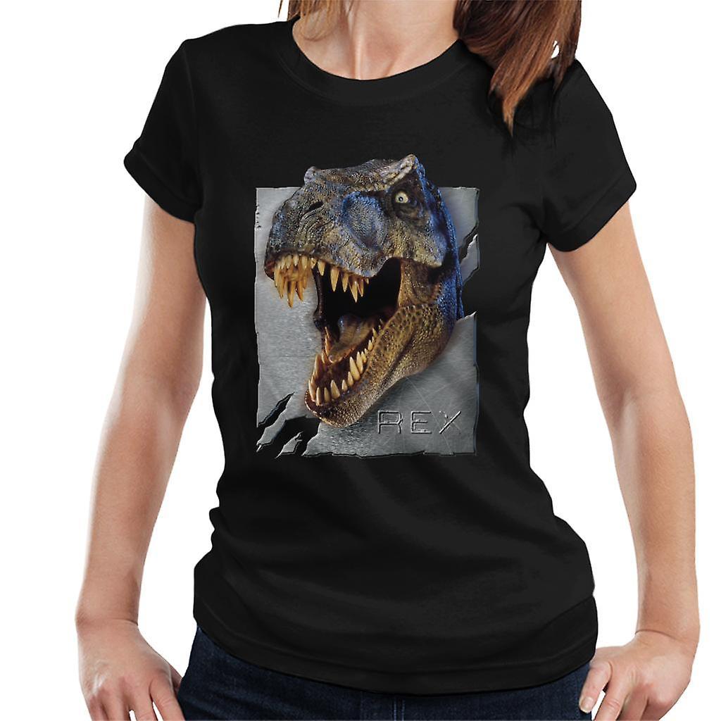 Jurassic Park Rex Character Head Women's T-Shirt Black Small