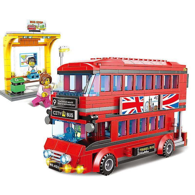 Quikhome Wheaton UK City Double Decker Bus Building Block Toys