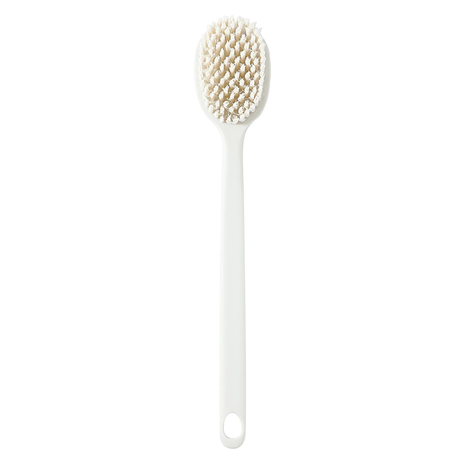 Fruushop Long Handle Soft Hair Shower Brush Bath Brush Back Brush Adult Back Cleaning Brush White