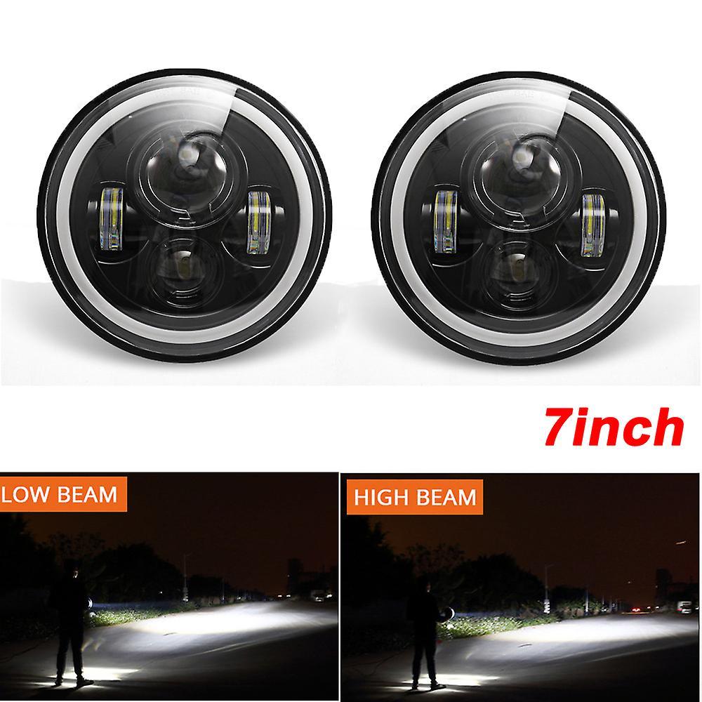 Car Light 2pcs 7 Inch Led Headlamps With Halo Ring Amber Turn Signal For Lada Niva Urban 4x4 Suzuki Samurai For Jeep Wrangler Off Road