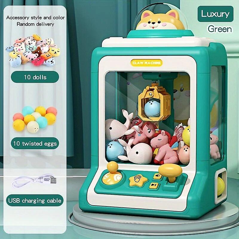 Claw Doll Machine Cartoon Automatic Claw Machine Doll Machine Kids Operated Play Game Mini Music Claw Catch Doll Toy Crane Machines For Gift Toy Green