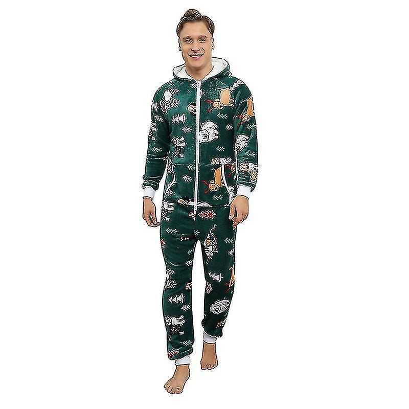 Mssugar Men's Christmas Jumpsuit, Holiday Jumpsuit With Convenient Pocket green L