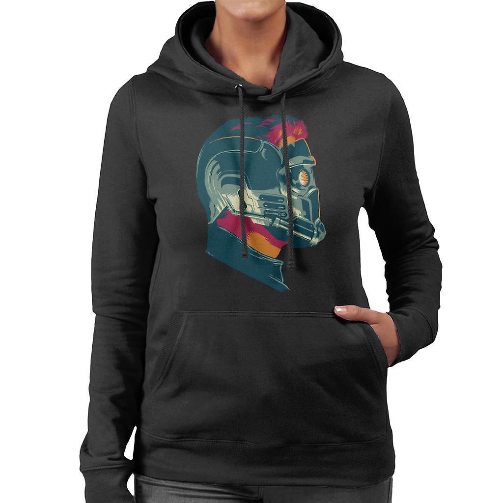 Marvel Guardians Of The Galaxy Vol 2 Star Lord Wearing Mask Women's Hooded Sweatshirt Black Medium