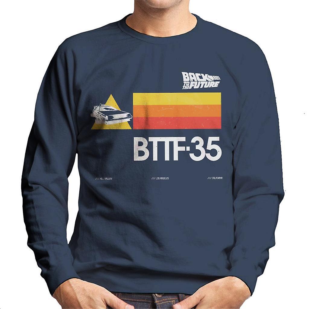 Back to the Future 35th Anniversary Stripes Men's Sweatshirt Navy Blue X-Large