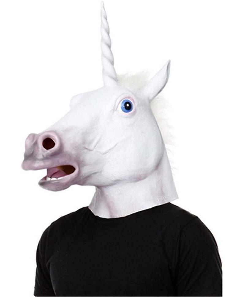 Axxx Unicorn Head Mask Latex Horse for Costume Fancy Dress Party Halloween, Creepy Adult Unicorn Head Latex Rubber Mask brown/white/black