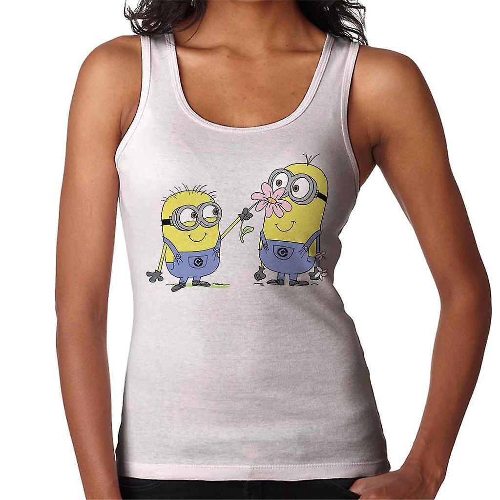 Despicable Me Minions Sniffing Flower Women's Vest White Large