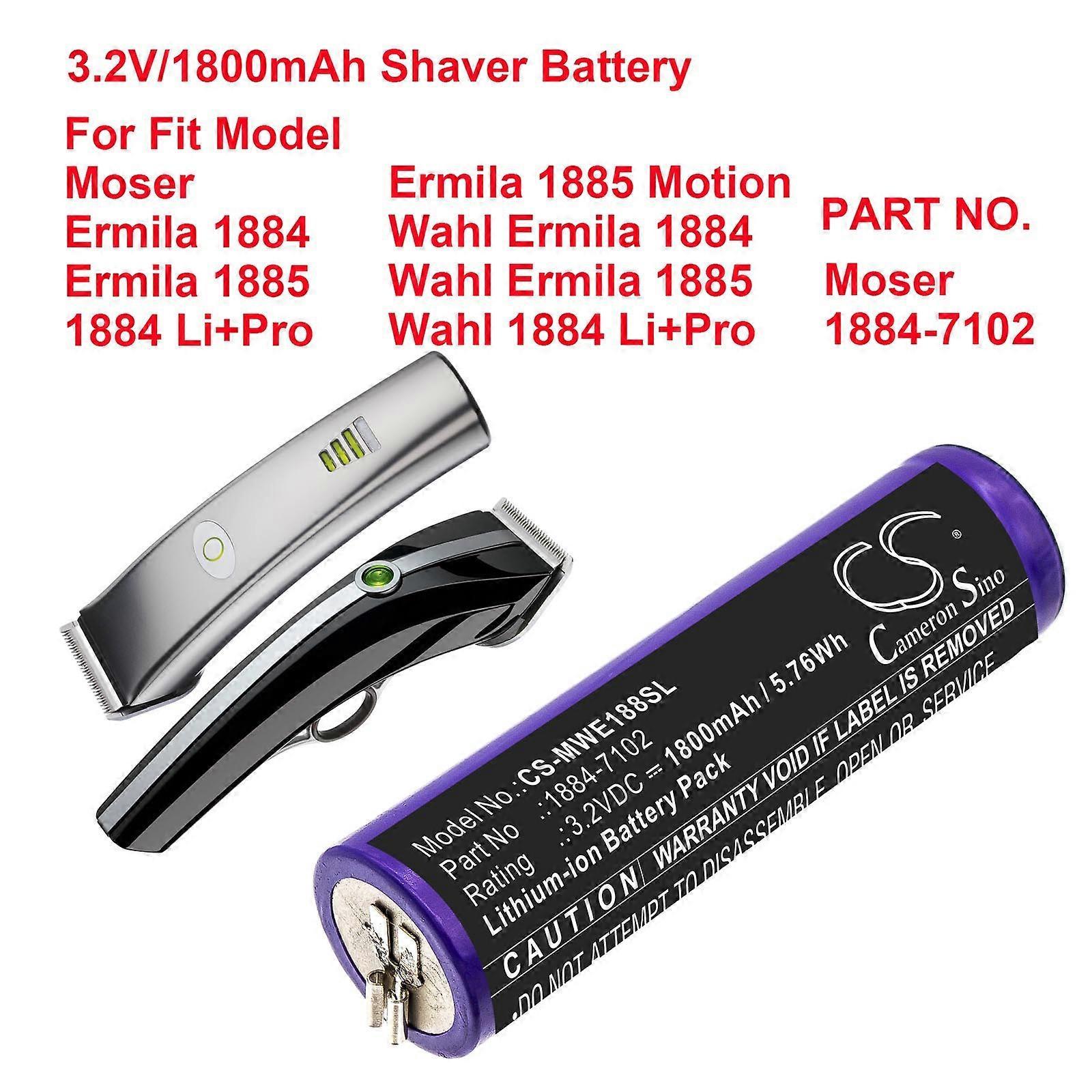 1800mAh Shaver Battery For Moser 1884-7102 1884 Li+Pro  Ermila 1885 Motion Wahl Ermila 1884 Wahl 1884 Li+Pro-Cameron Sino Black