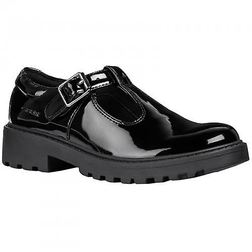 Girl's Geox Girls J Casey G E Leather Buckle Shoe - Black - Size: 3 uk