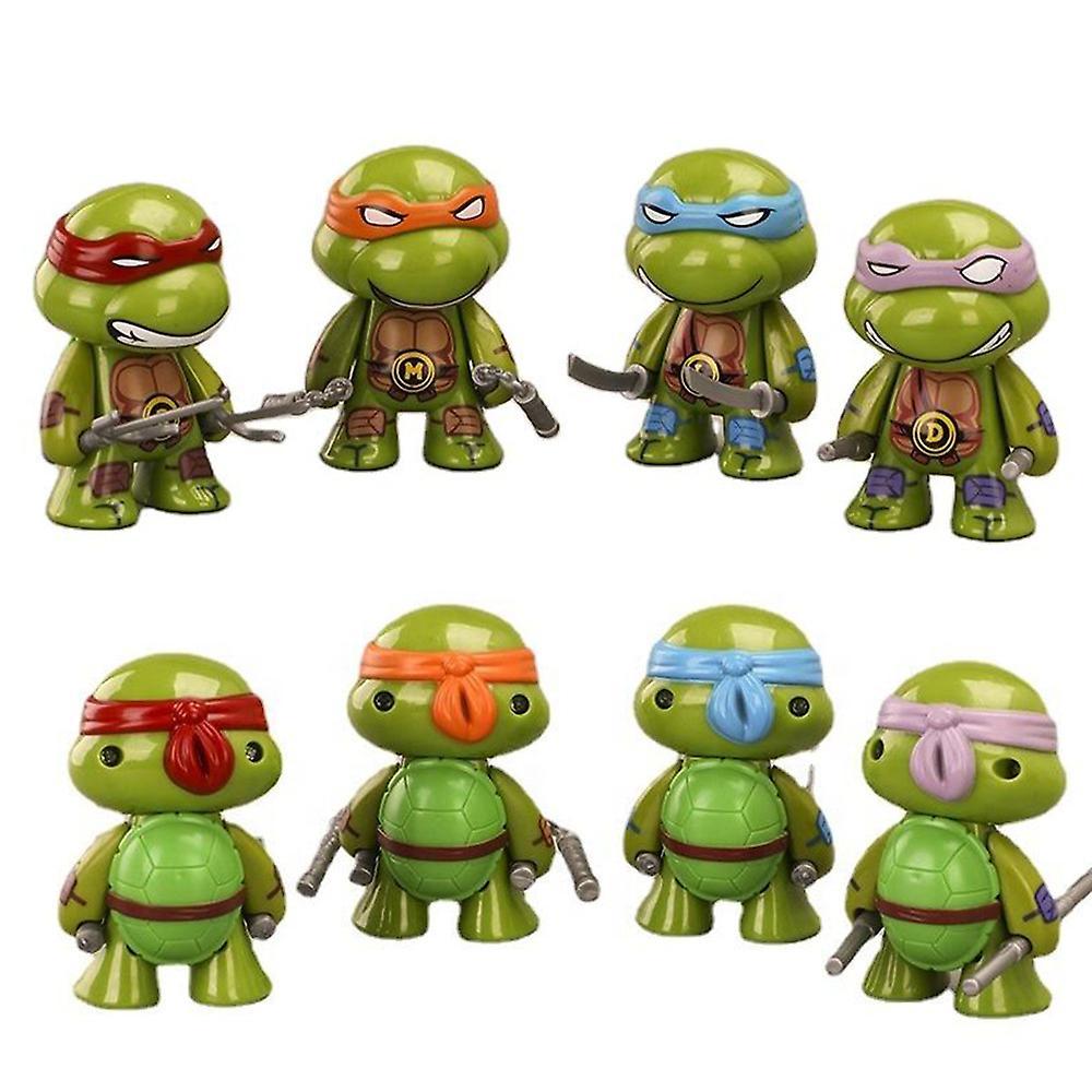 Shakub 4 Pcs/set Ninja Turtles Mini Figures Action Figures Toys Collectible Model Doll Cake Topper Desktop Ornament Gift For Fans