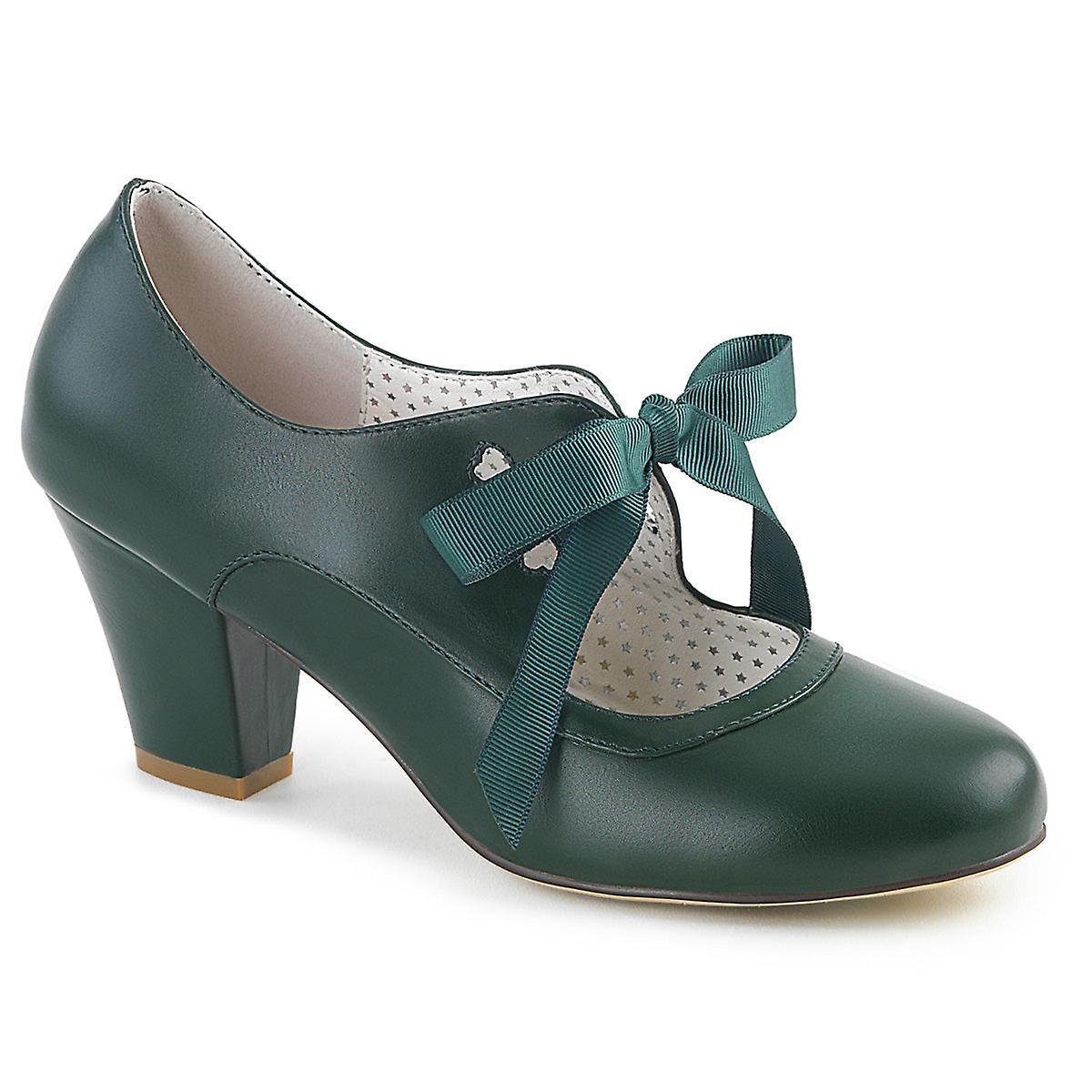 Pin up couture womens pumps wiggle-32 dark green faux leather Uk 4/eu 37/us 7