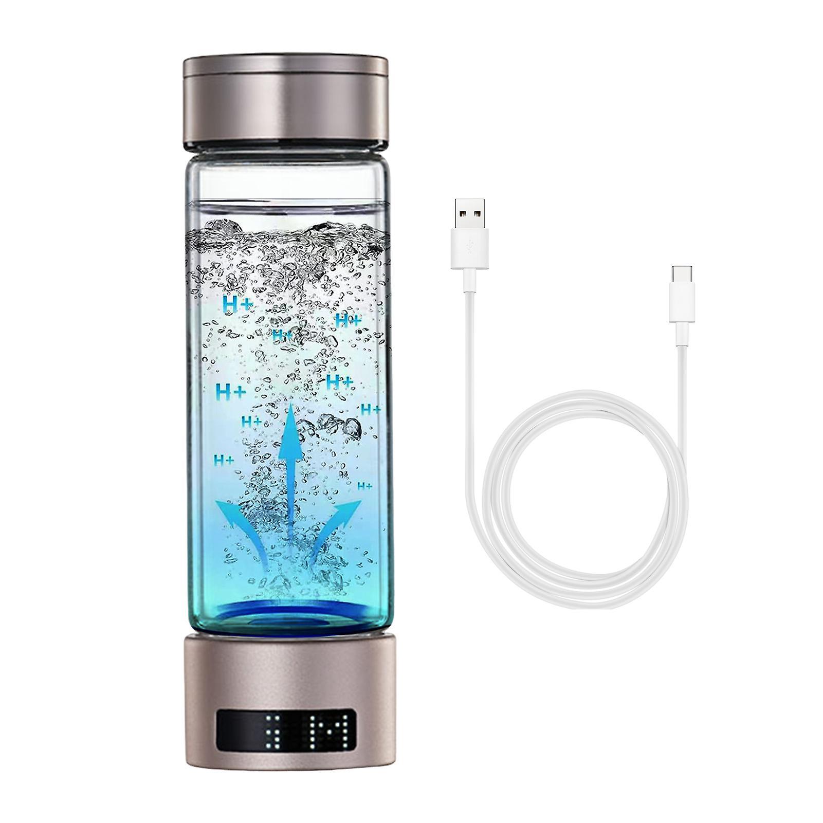 wirlsweal Portable Hydrogen Water Bottle Generator Lightweight Large Capacity Leakproof Rechargeable Water Ionizer Machine Golden