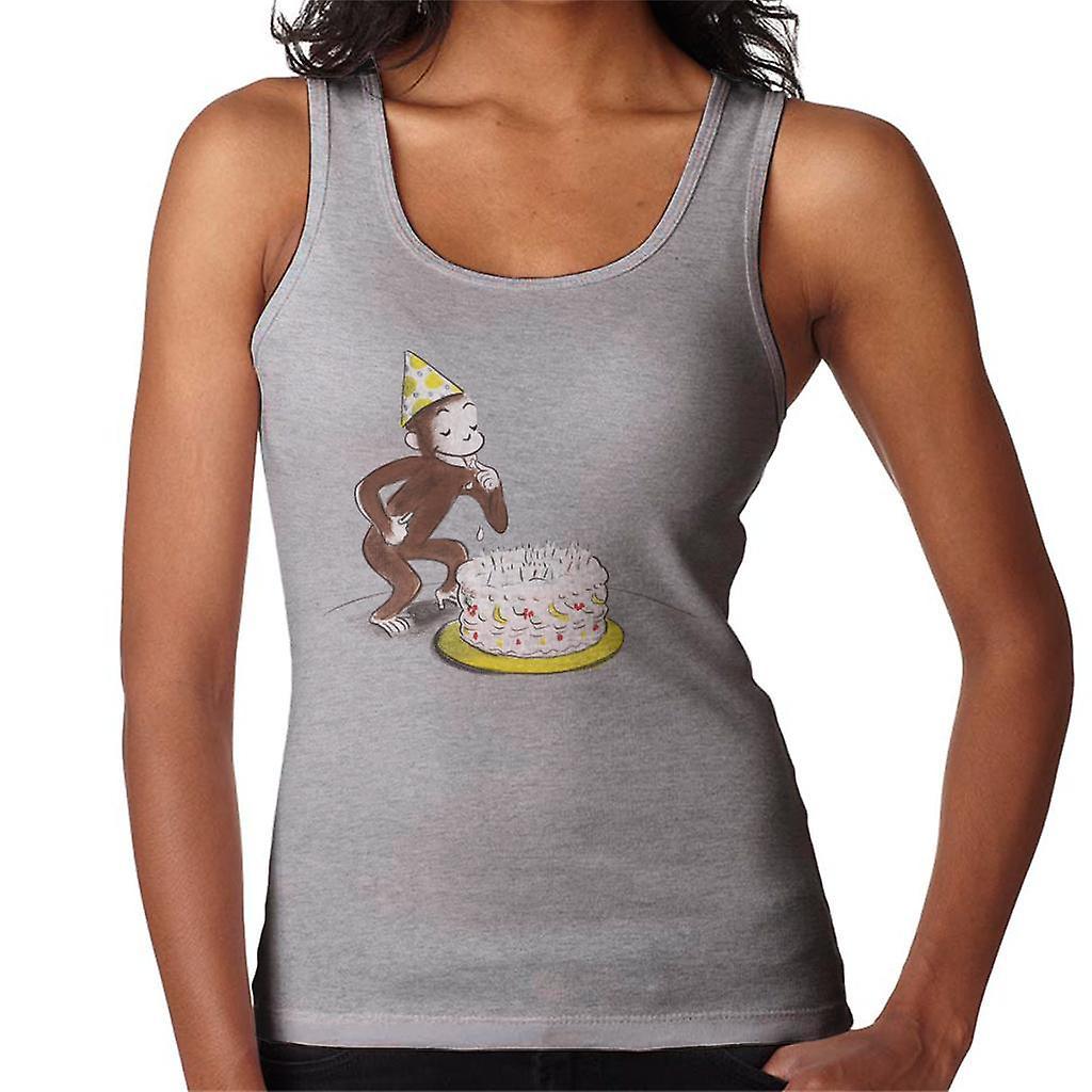 Curious George Eating Birthday Cake Women's Vest Heather Grey Large